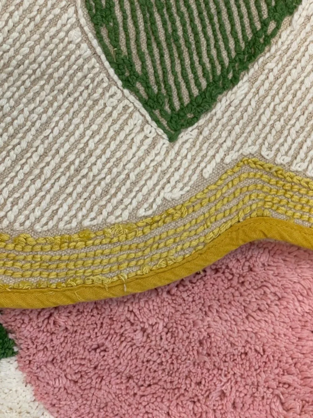 Anthropologie Floral Scalloped Cotton Bath Mat NWT Pink Green Mustard